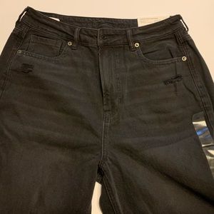 American Eagle Women’s Mom Straight Jeans, Size 10(30W), Faded Black